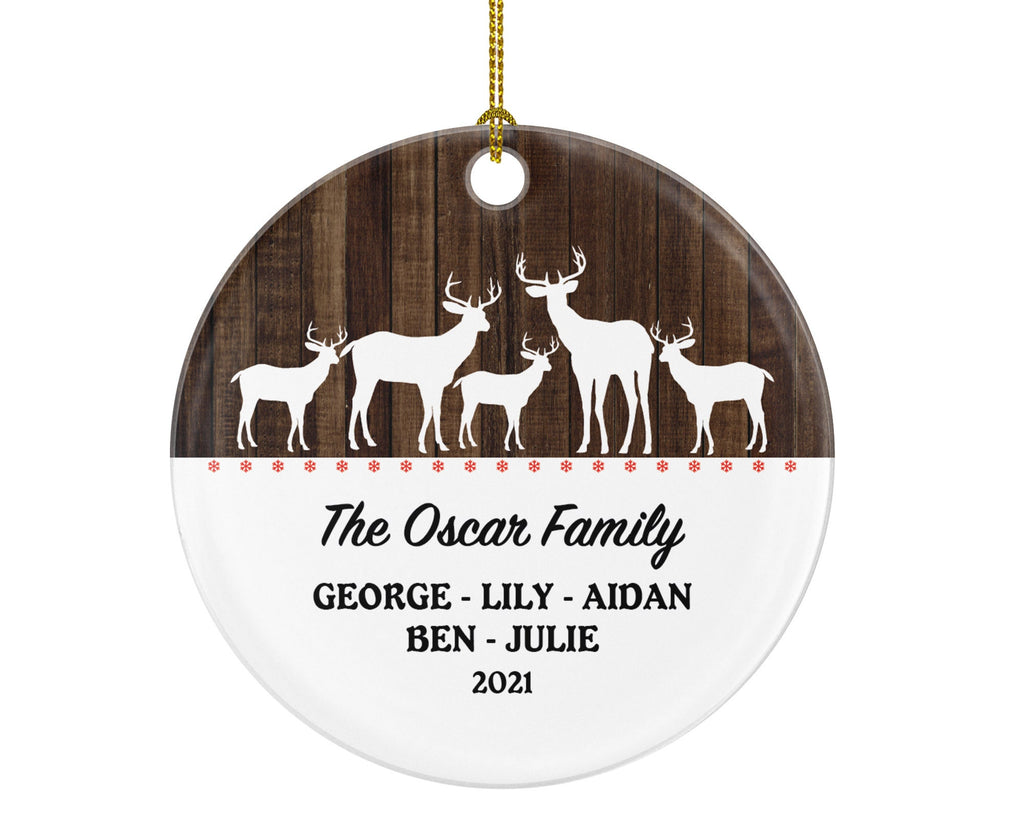 Family of 2 3 4 5 Personalized Christmas Ornament - Two Three Four Five Child Custom Rustic Farmhouse Big Deer Reindeer Family