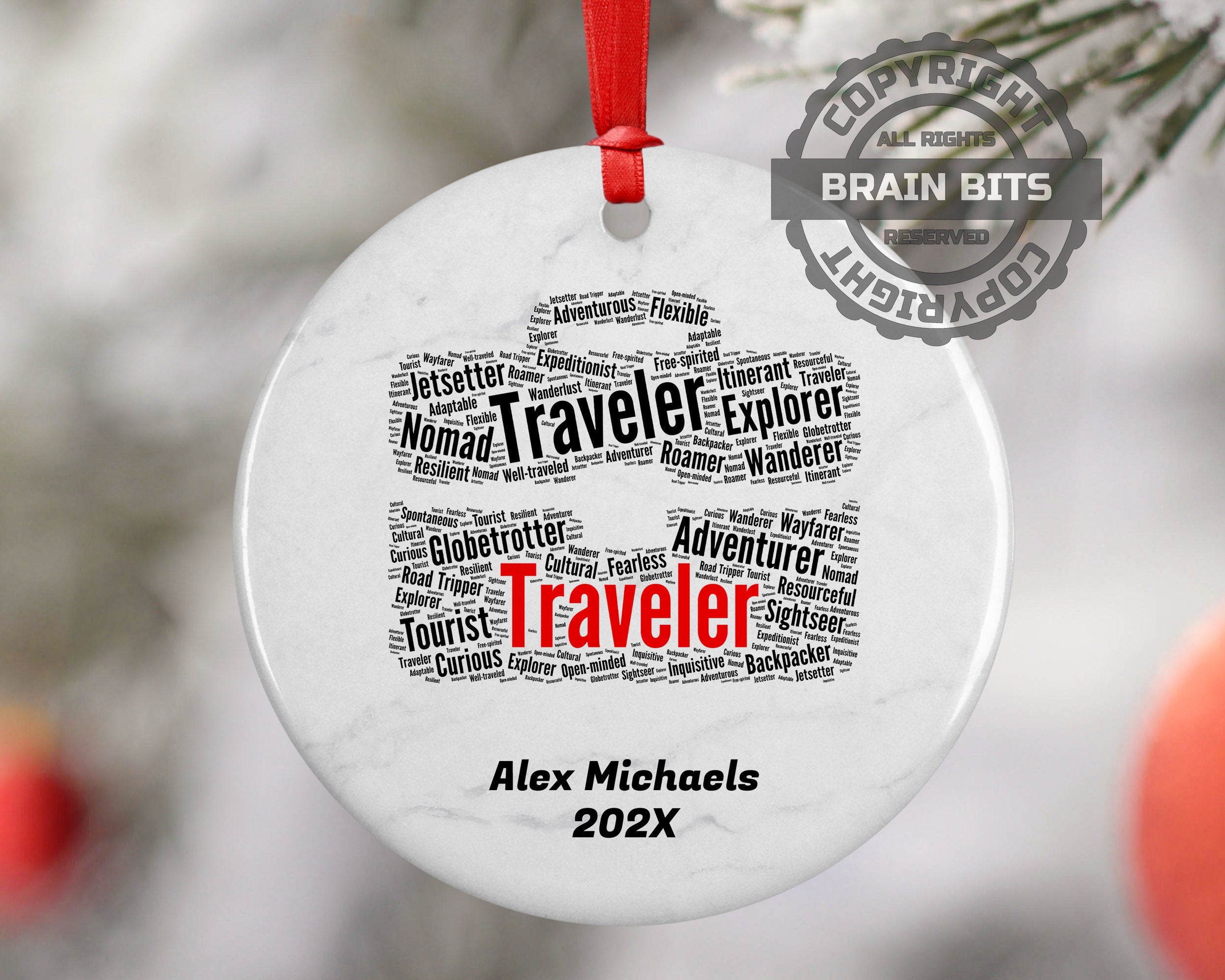 Traveler Personalized Christmas Ornament Backup