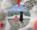 Personalized Baby Girl Daughter Kid Child Grandchild Granddaughter Pet Christmas Ornament Custom Ceramic Dog Cat Owners Gift Winter Scene