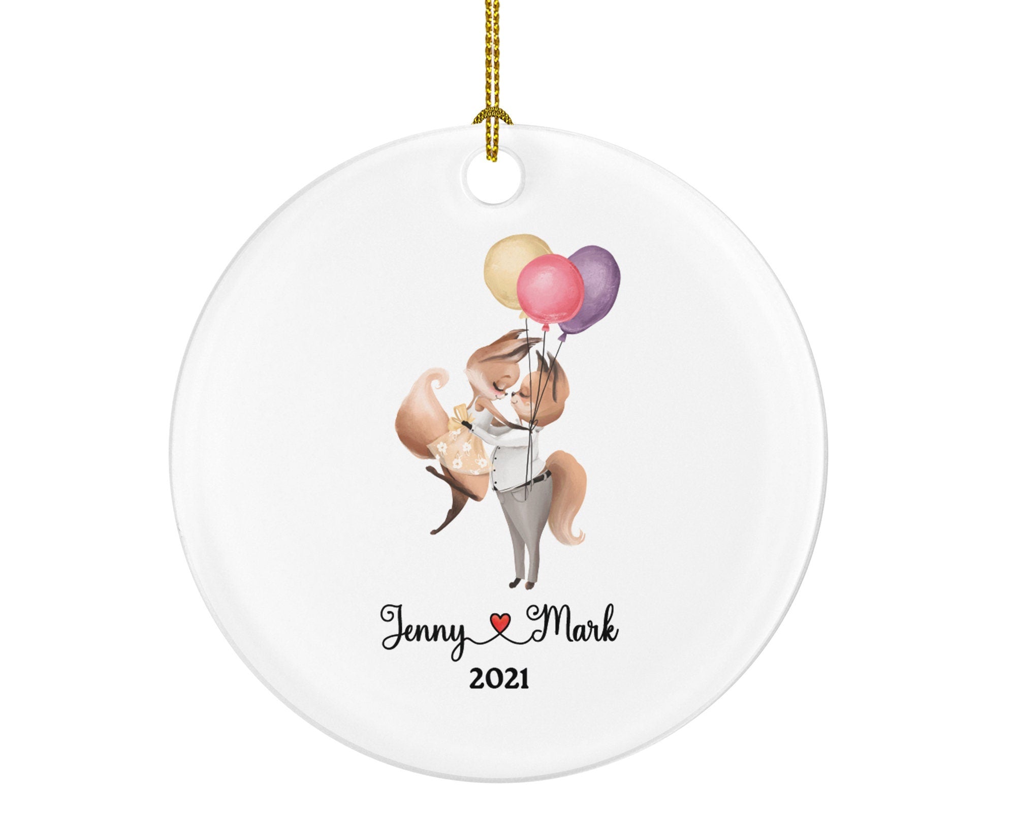 Couple  Christmas Ornament Personalized - Valentines Together Lovers - New Rabbit Couple Gift Names and Year