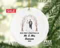 Our First Christmas as Mr & Mrs Wedding Couple Christmas Ornament Personalized - Newlywed Married Couple First Gift - Bride Groom