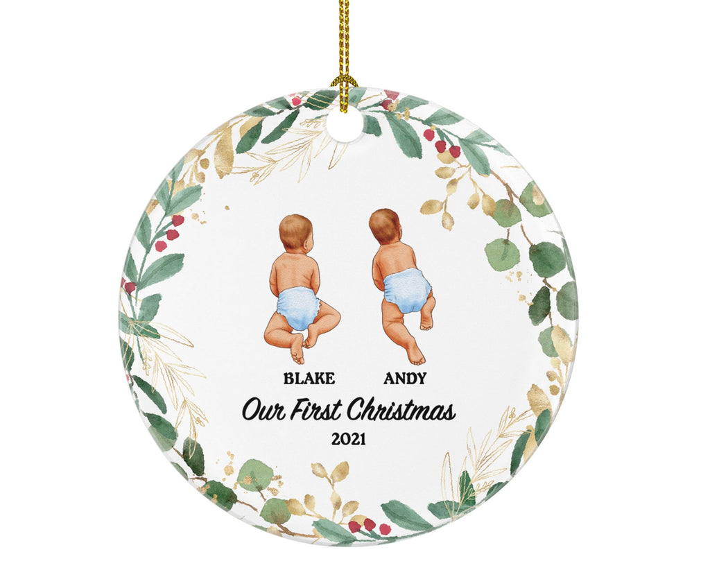 Infant Baby Twins First Christmas Ornament Personalized - Newborn Baby Twins Babies Gift