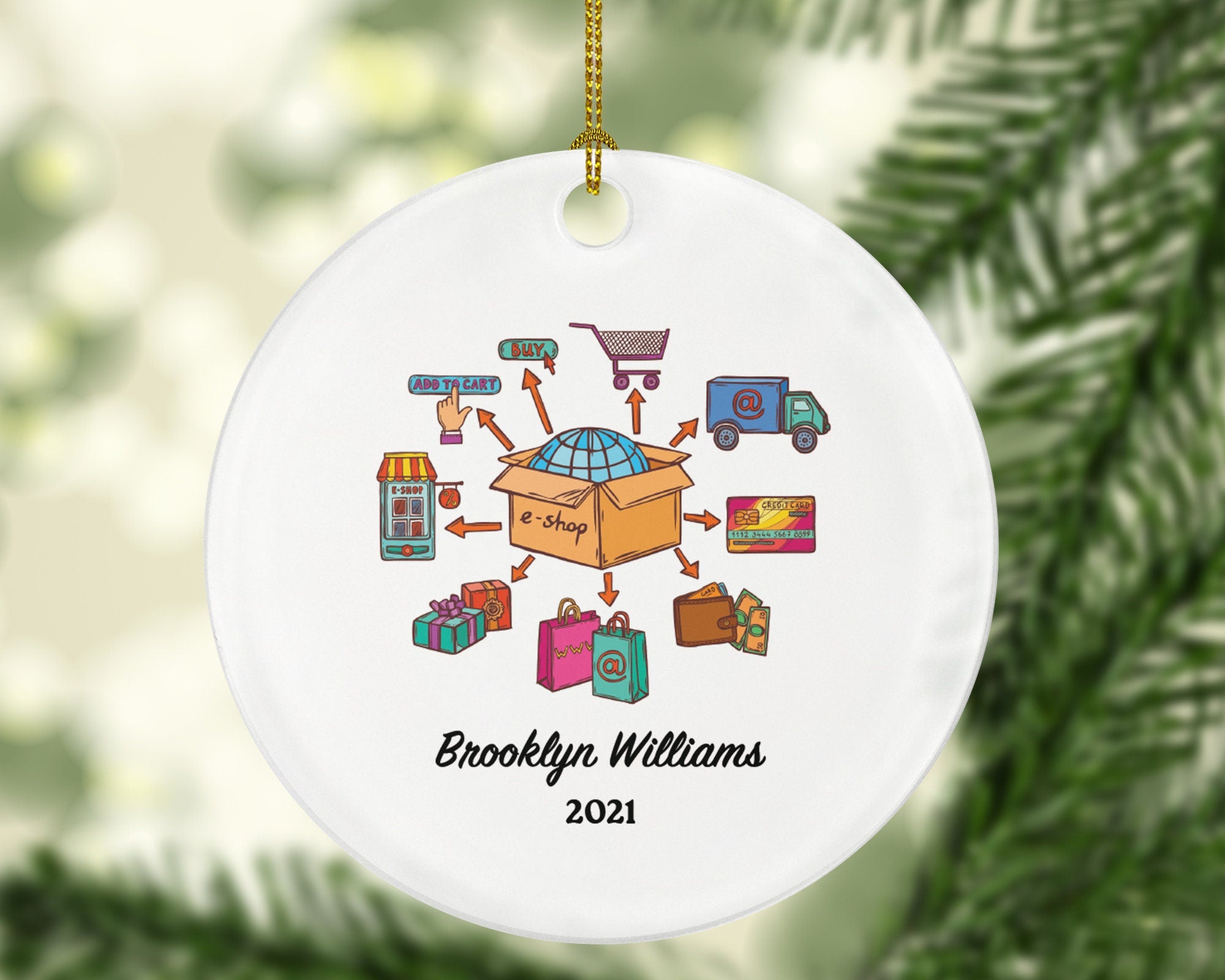 Online Shopper Personalized Christmas Ornament - Online Shopping from Home Shopaholic Shopping Lover Love To Shop, Shopping Addict Gifts