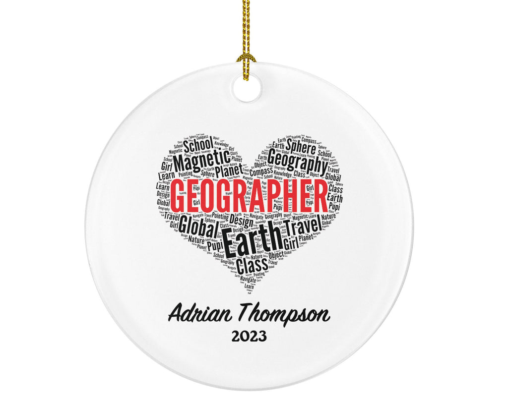 Geographer Christmas Ornament Personalized - Geography Gift with Name Custom
