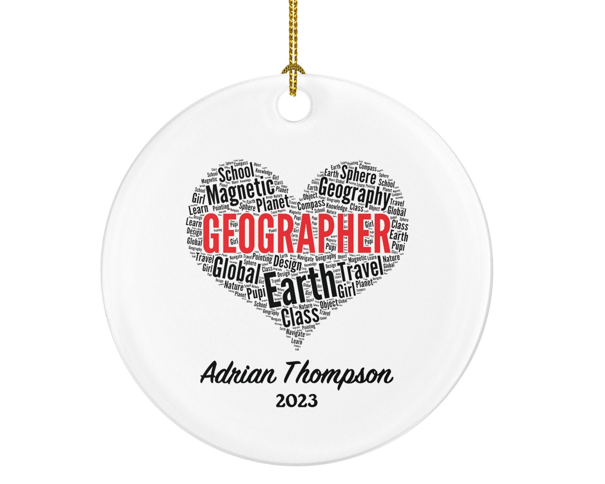 Geographer Christmas Ornament Personalized - Geography Gift with Name Custom