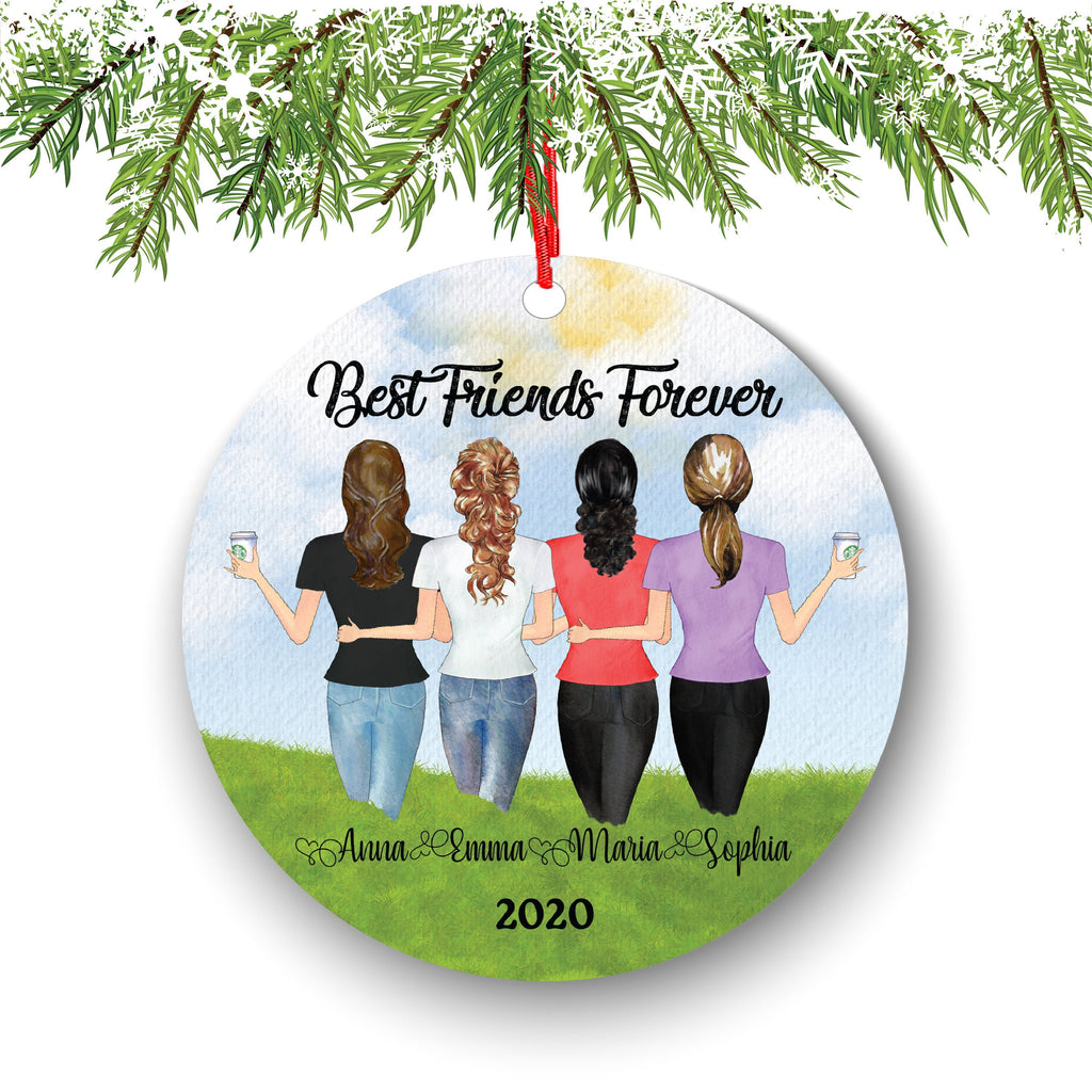 Soul Sisters for 4, Best Friends Christmas Ornament for Sisters, Personalized Ornament, BFF Gift, Personalized Friend Ornament, Besties