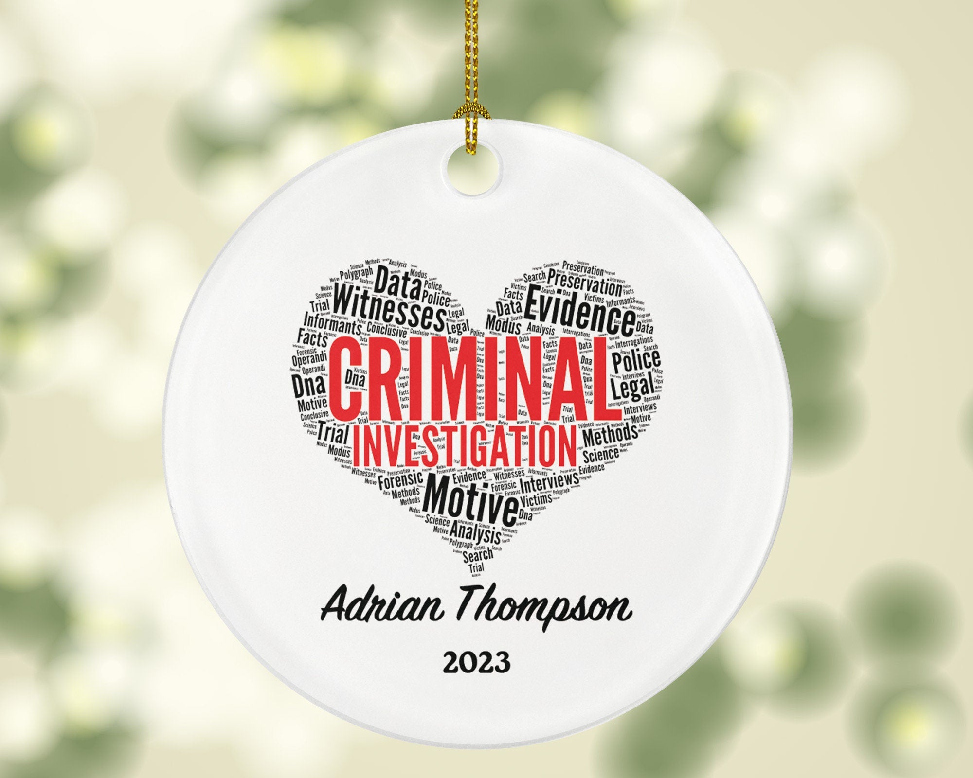 Criminal Investigation Christmas Ornament Personalized - Crime Investigator Team Officers Custom Gift