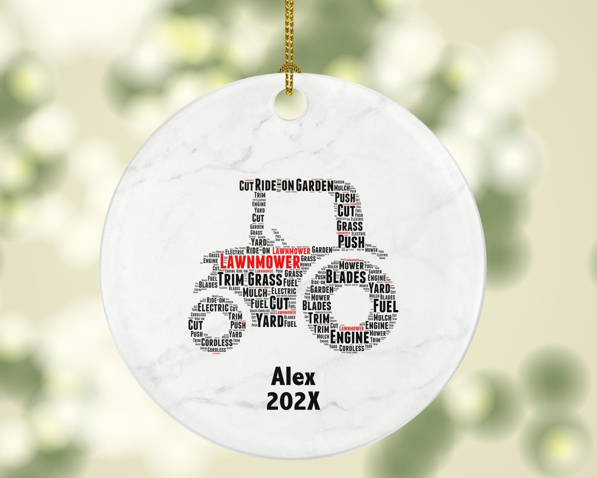 Personalized Lawnmower Christmas Ornament – Custom Gardening Gift – Yard Work Ornament – Landscaping Professional Keepsake
