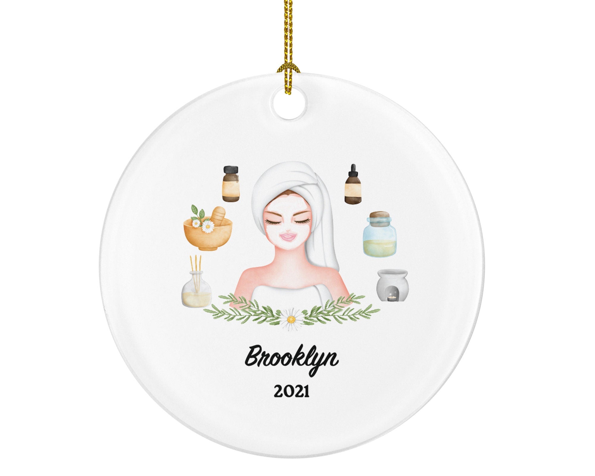 Spa Treatment Christmas Ornament Personalized - Spa Self Skin Care Lover Beauty Salon Owner Worker Massage Therapist Gift - Spa Party Relax