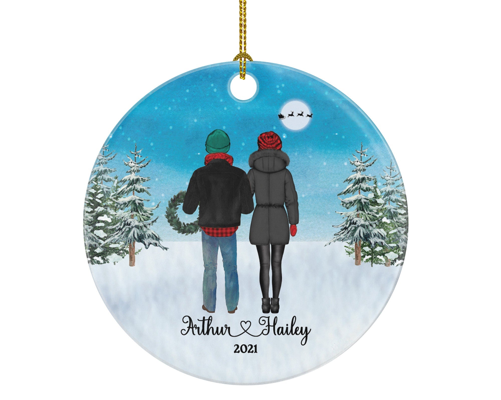 Couples Together Christmas Ornament - Our First Personalized Custom New Couple Gift - Names and Year