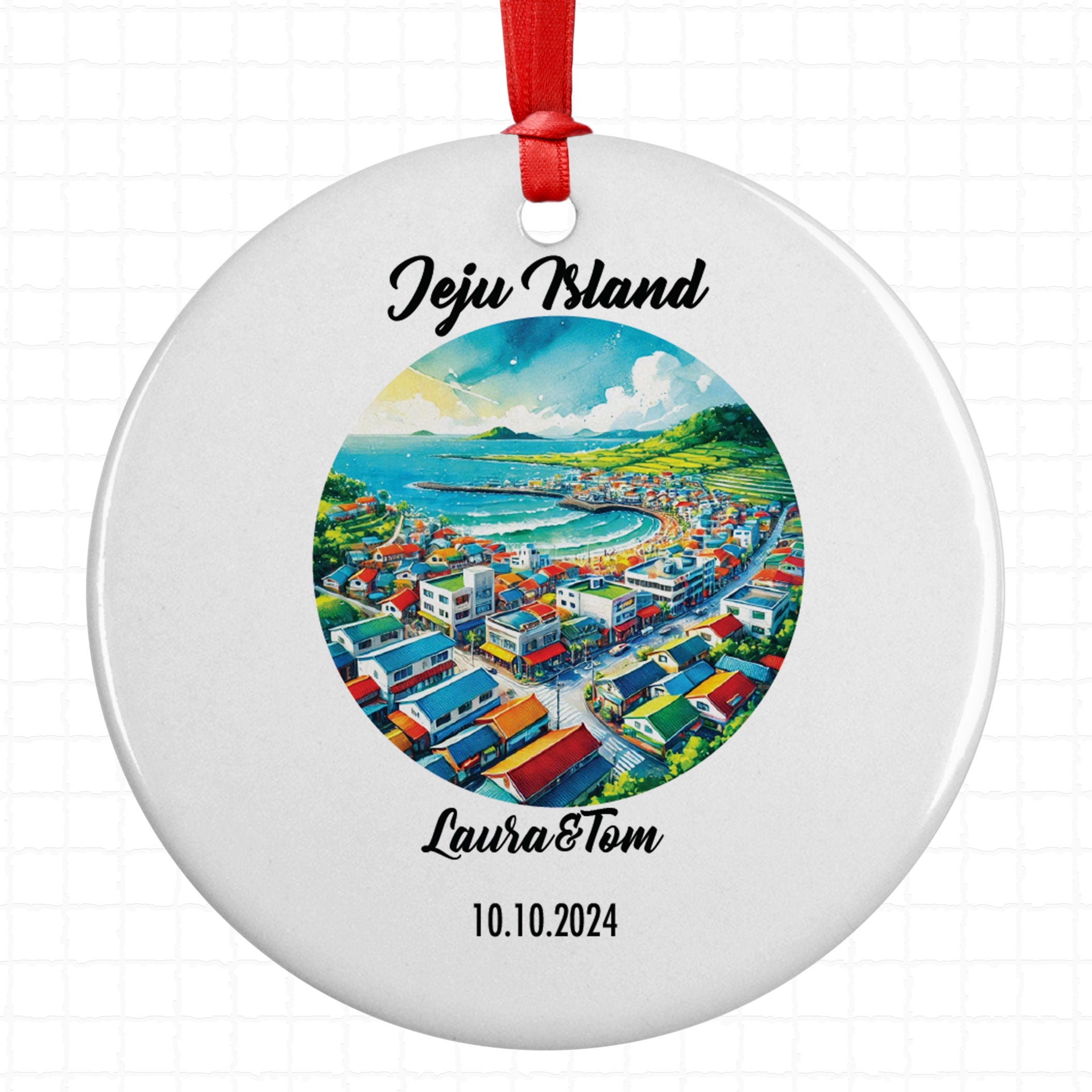 Jeju Island, South Korea, Ornament, Engagement, Married, Travel, Gift for Engaged Couple, Engagement Gift, Trip, Vacation Souvenir