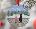 Personalized Pet Girl Daughter Kid Child Grandchild Granddaughter Christmas Ornament Custom Ceramic Dog Cat Owners Holiday Gift Winter Scene