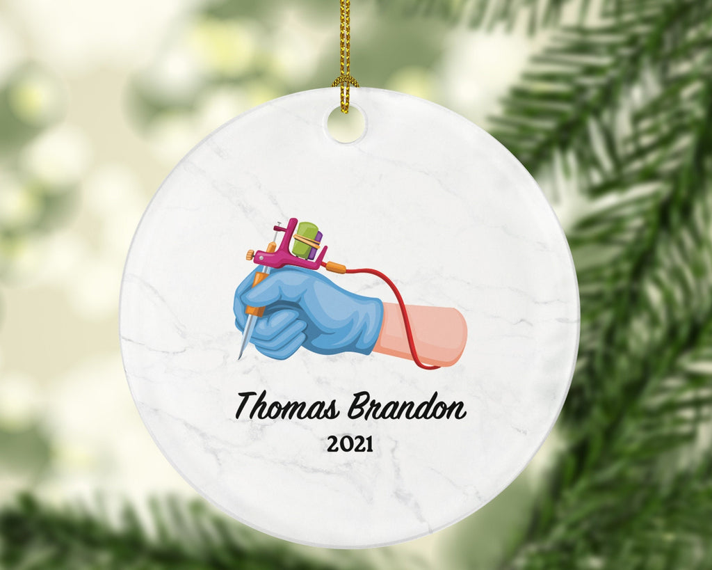 Tattoo Artist Christmas Ornament Personalized - Tattoo Creating Specialist Tattooing Gift - Custom Name Year