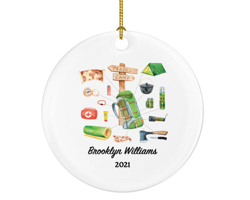 Camping Traveller Christmas Ornament - Camper Personalized Backpacker Custom Gift Vacation Trip Recreational Gift - Tent Backpack