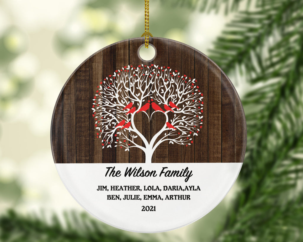 Love Birds Family of 2 3 4 5 6 7 8 9 Personalized Christmas Ornament - Three Four Five Six Seven Eight Nine Custom Rustic Farmhouse Big