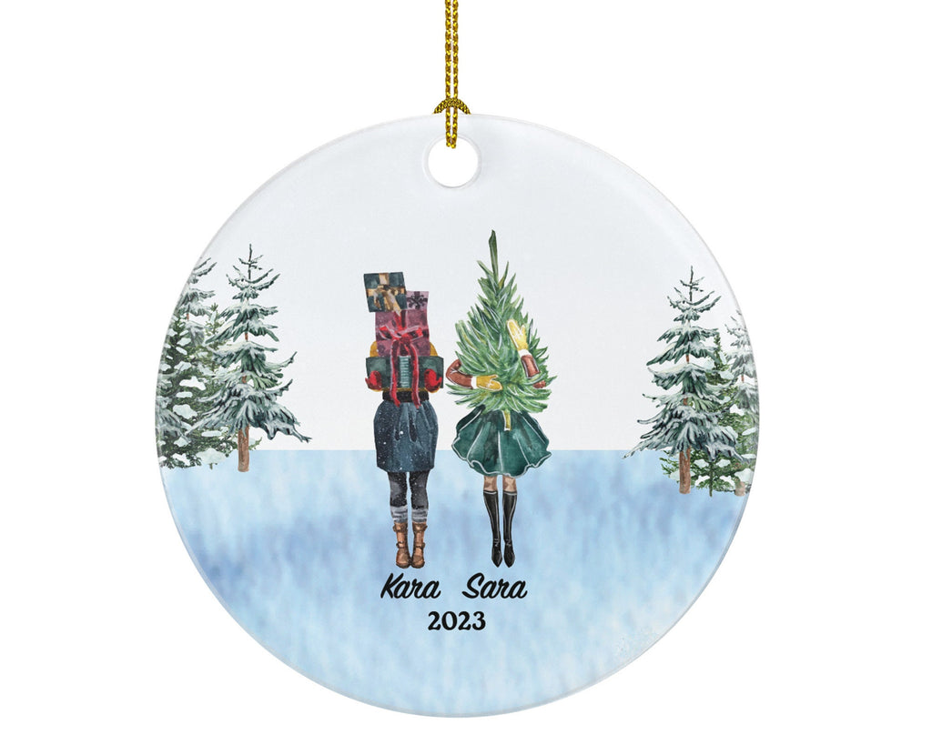 Lesbian Couple Christmas Ornament / Personalized Gay Portrait Love is Love Same Sex Pride