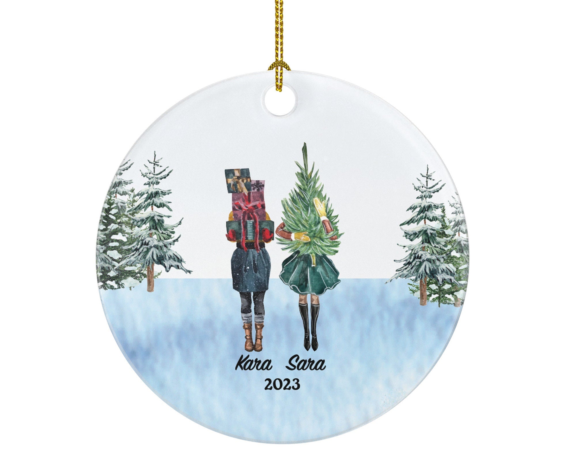 Lesbian Couple Christmas Ornament / Personalized Gay Portrait Love is Love Same Sex Pride