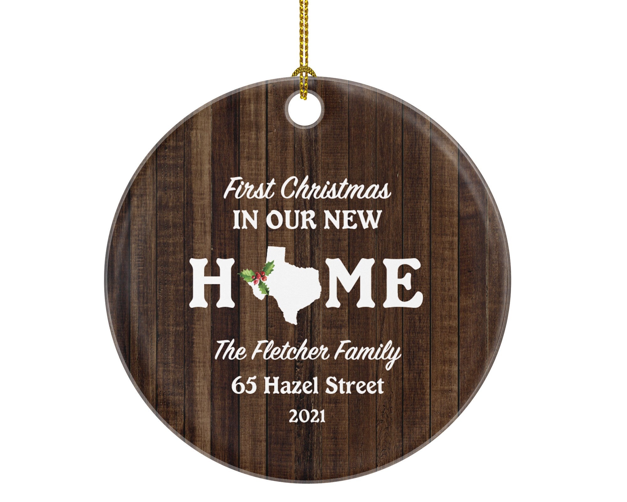 Our New Home with State Ornament, Custom Housewarming First Christmas Wedding House Homeowner Property Casa Villa Mansion Buyer Owner Broker