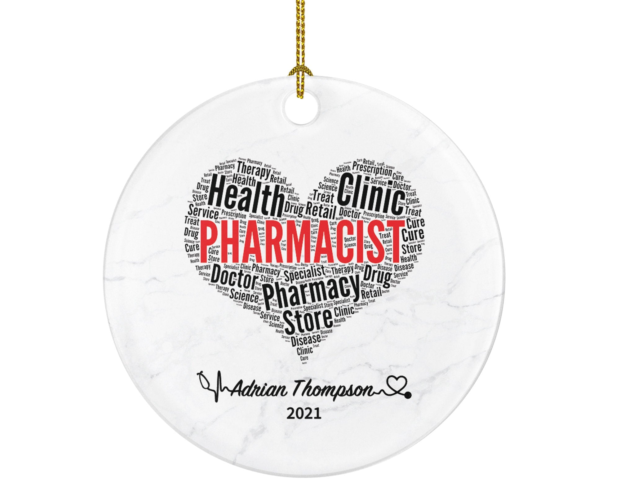 Pharmacist Christmas Ornament Personalized Gift for Pharmacy Worker