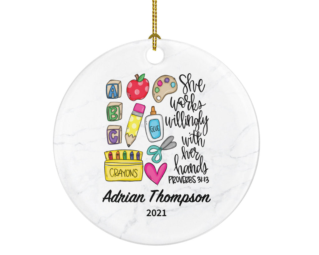Daycare Teacher Christmas Tree Ornament Personalized - Custom  Best Daycare Montessori Teacher Child Care Babysitter Big Sister Gift, #1