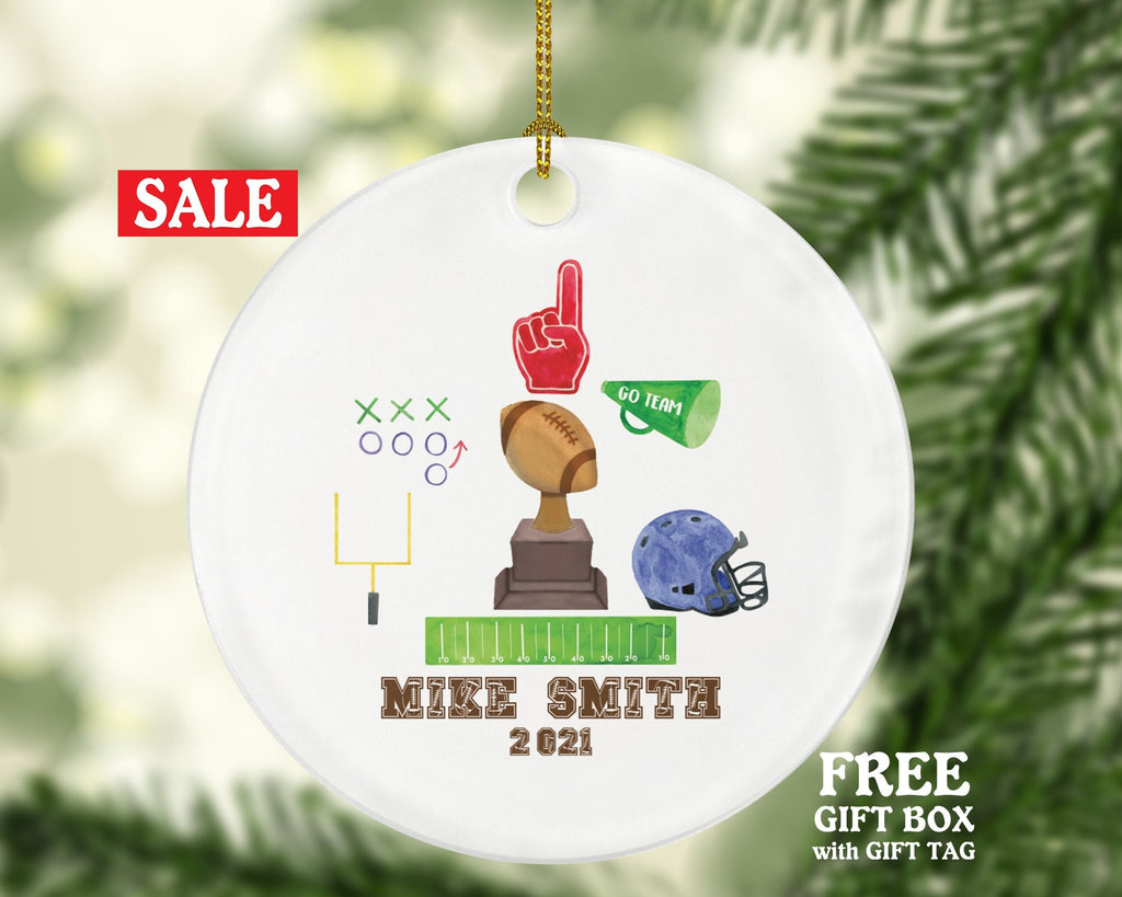 Football Rugby Team Player Gamer Christmas Ornament Personalized - Sports Match Boys Senior Gift Custom Name
