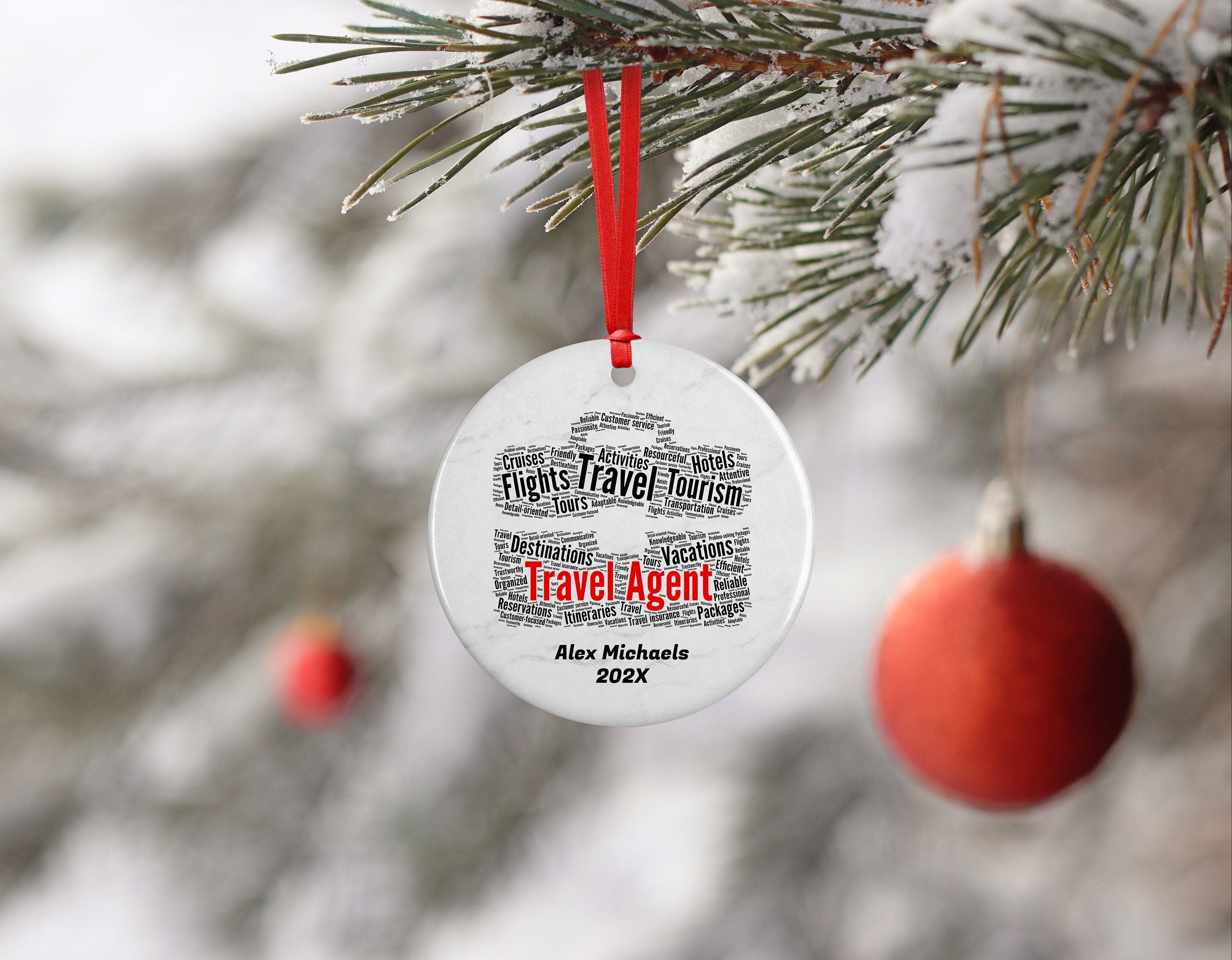 Travel Agent Personalized Christmas Ornament