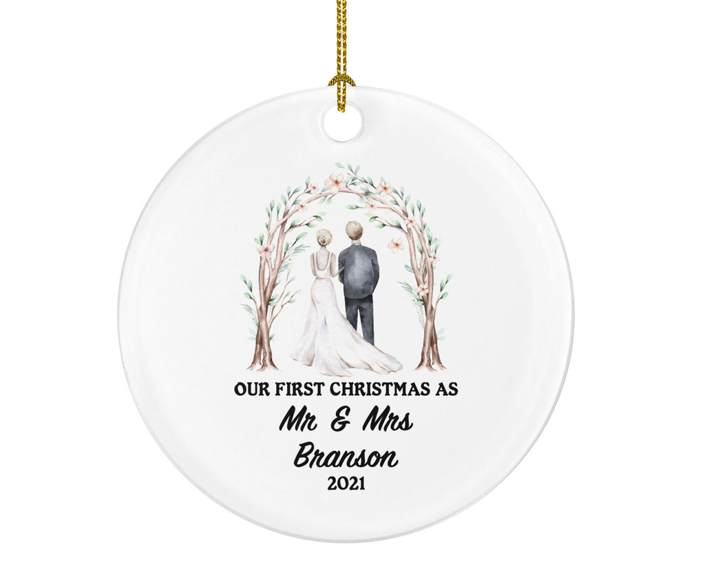 Our First Christmas as Mr & Mrs Wedding Couple Christmas Ornament Personalized - Newlywed Married Couple First Gift - Bride Groom