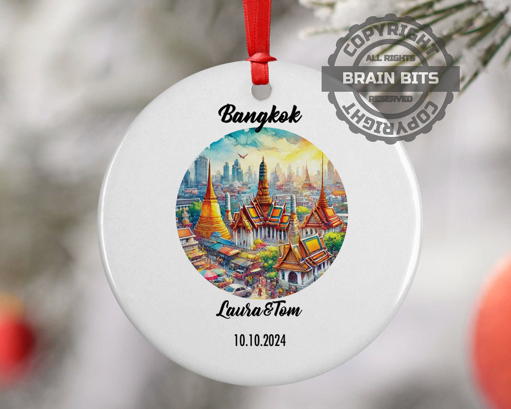Bangkok, Thailand, Ornament, Engagement, Married, Travel, Gift for Engaged Couple, Engagement Gift, Trip, Vacation Souvenir