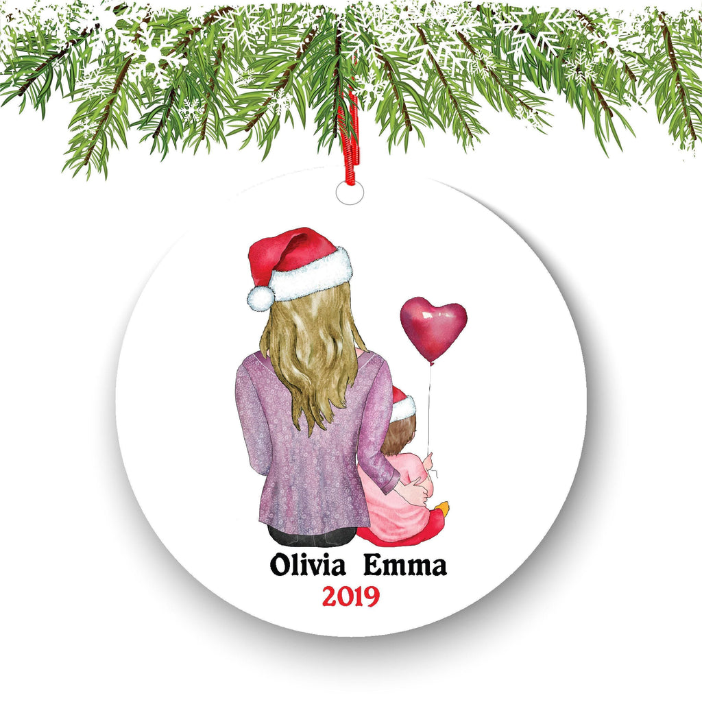 Single Mom Christmas Ornament, Personalized Baby & Kid Portrait (3-inch Ceramic)