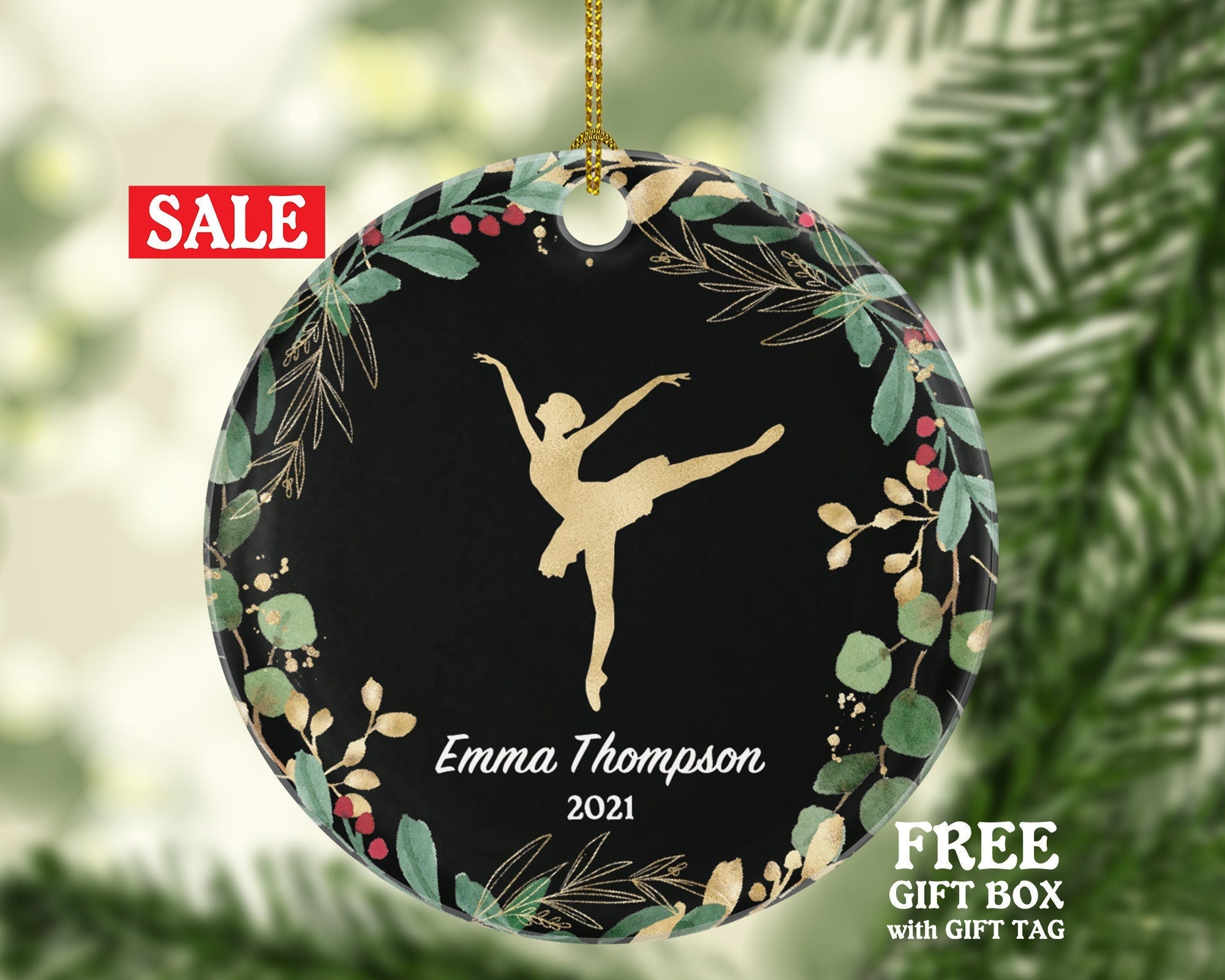 Ballerina Girl Christmas Ornament Personalized - Gift for Dancer Ballet Dance Do Perform Gift for Ballerina