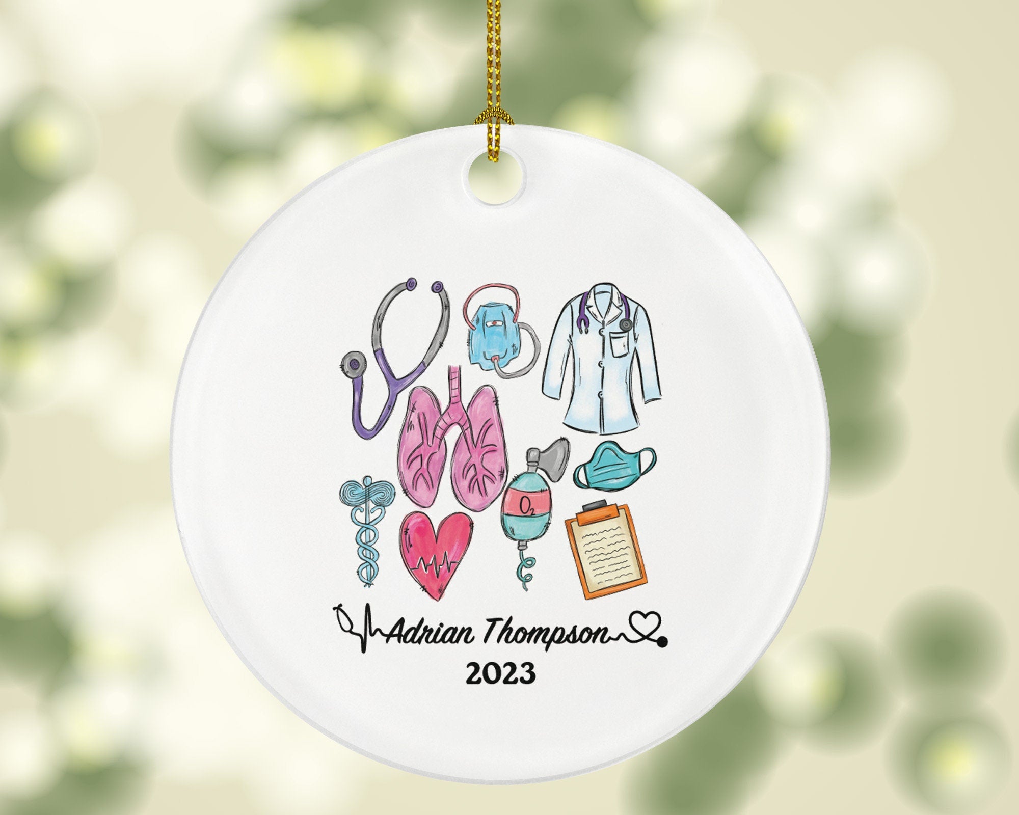 Respiratory Therapist Christmas Ornament Personalized - NBRC, National Board Respiratory Care, Therapy, Medical Gift for Her or Him
