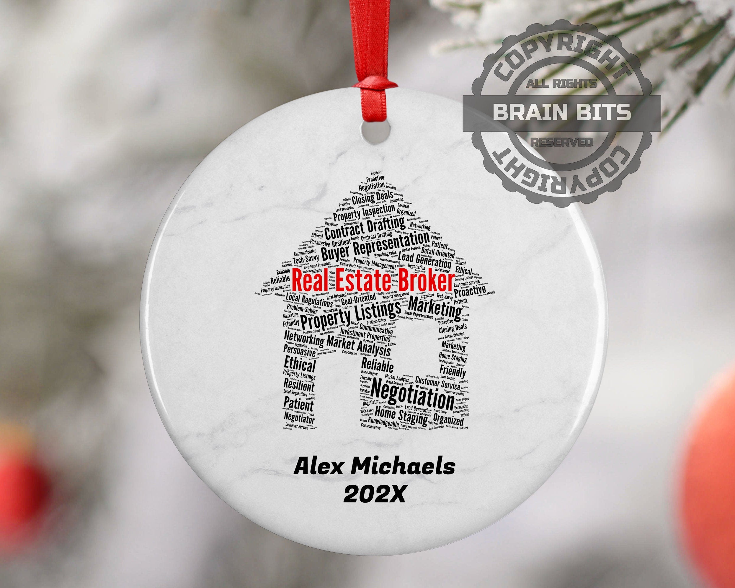Real Estate Broker Personalized Christmas Ornament