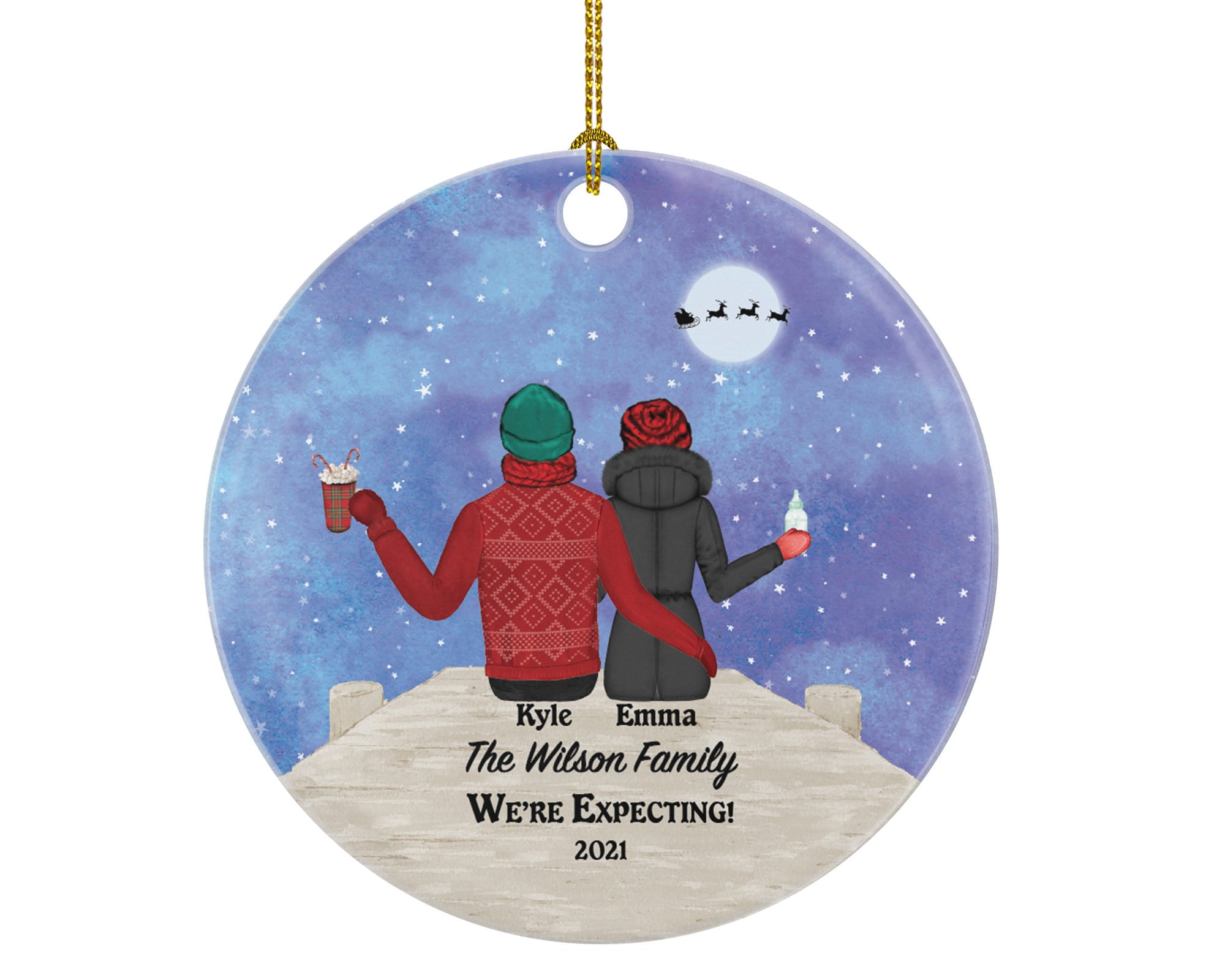 Personalized We're Expecting Christmas Ornament - Future Baby Pregnancy Announcement Gift - We are Expecting Present for Pregnant Mom Dad