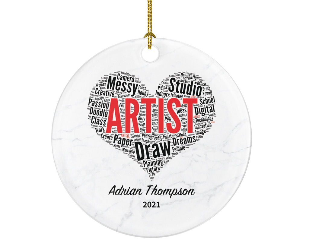 Artist Personalized Ornament, Christmas Art Lover,  Art Teacher, Xmas Artist Drawing Painting Art Craft Custom Gift