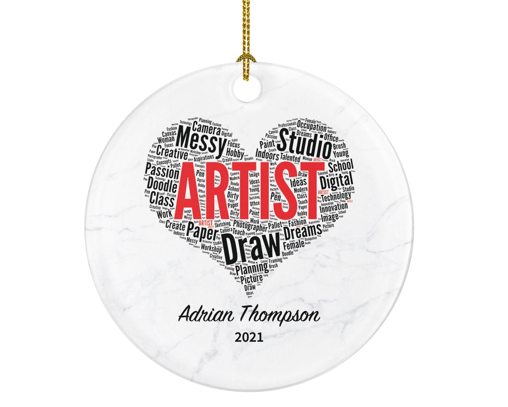 Artist Personalized Ornament, Christmas Art Lover,  Art Teacher, Xmas Artist Drawing Painting Art Craft Custom Gift