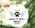 Forever Loved Dog Memorial Ornament - Personalized with Name and Date Pet Memorial Gift for Pet Owner Paw Print Pet Ornament for Pet Lover