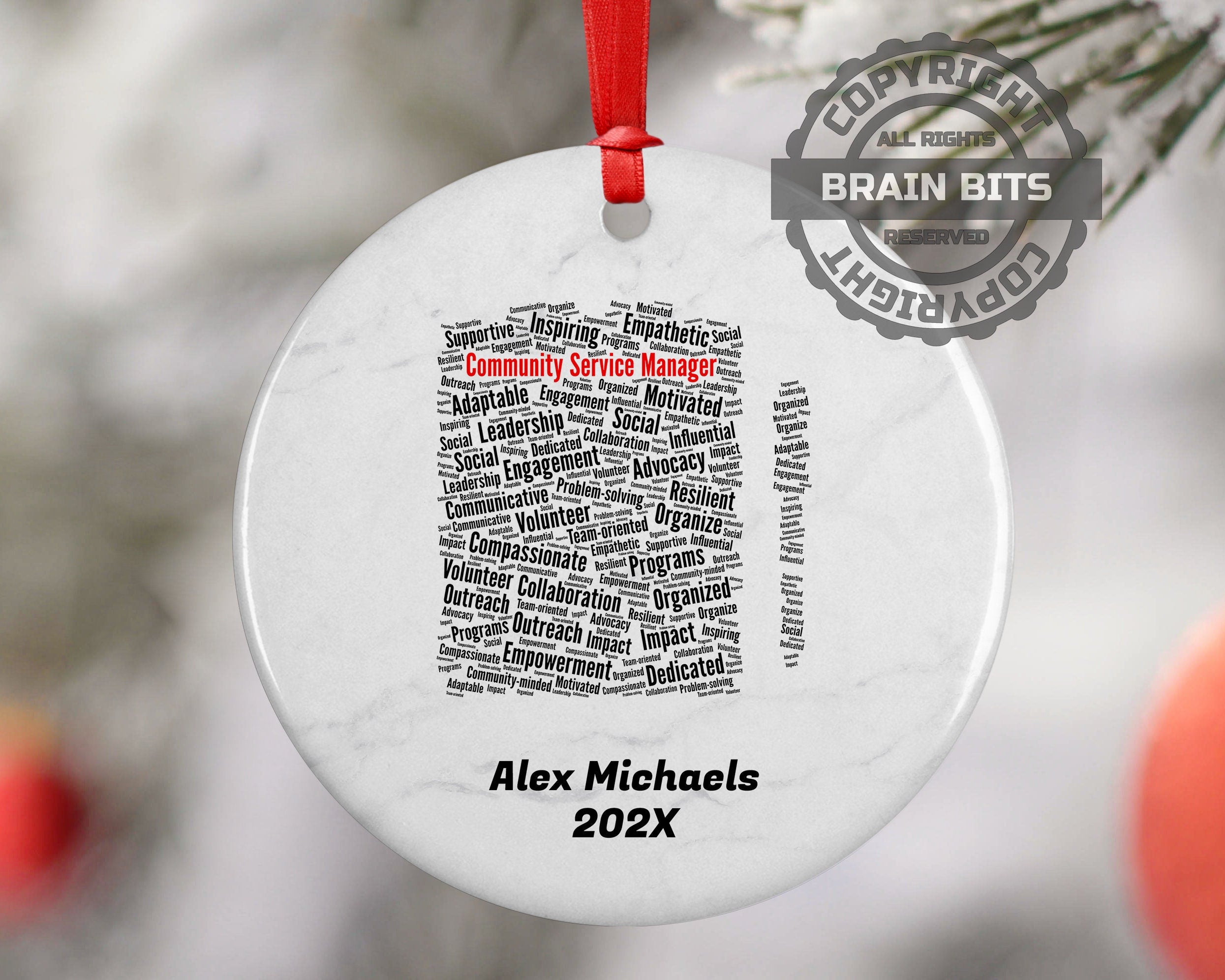 Community Service Manager Personalized Christmas Ornament