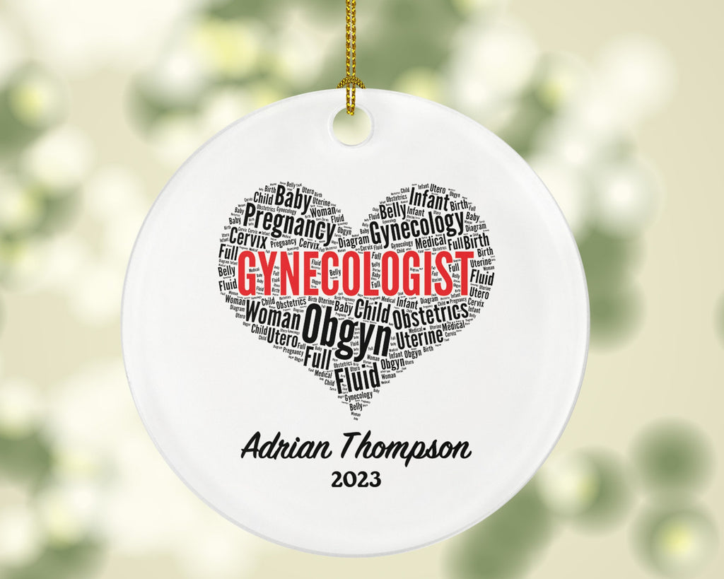 Gynecologist Christmas Ornament Personalized - OB-GYN Obgyn Obstetrician Gynecology - Nurse Midwife Doctor Medical Dr Gift for MD