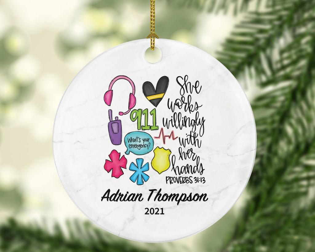 911 Dispatcher/Operator Christmas Ornament Personalized - Custom Name Year Holiday Gift for Female or Male