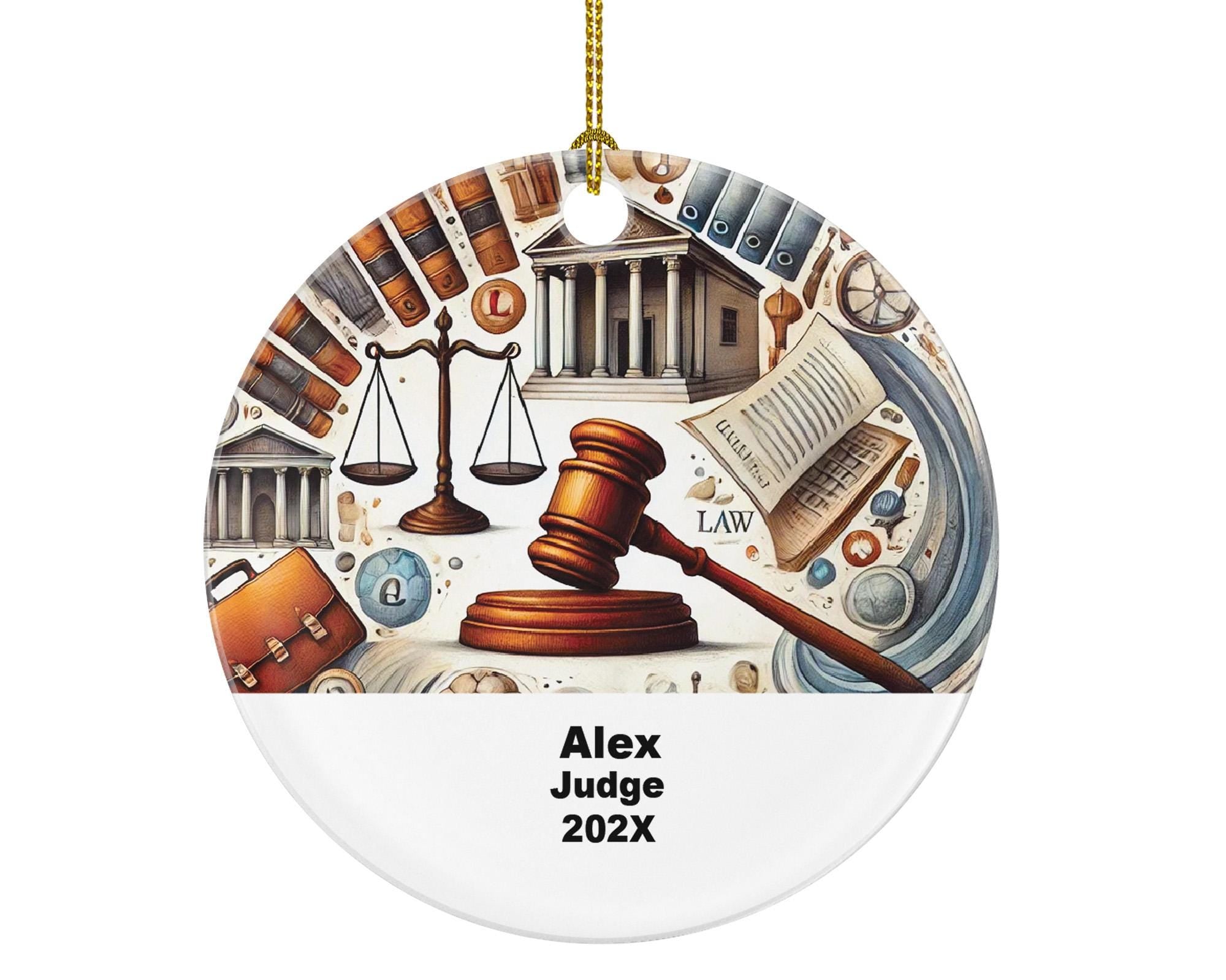 Personalized Judge Ornament – Custom Law Gift – Court and Justice Ornament with Name and Year