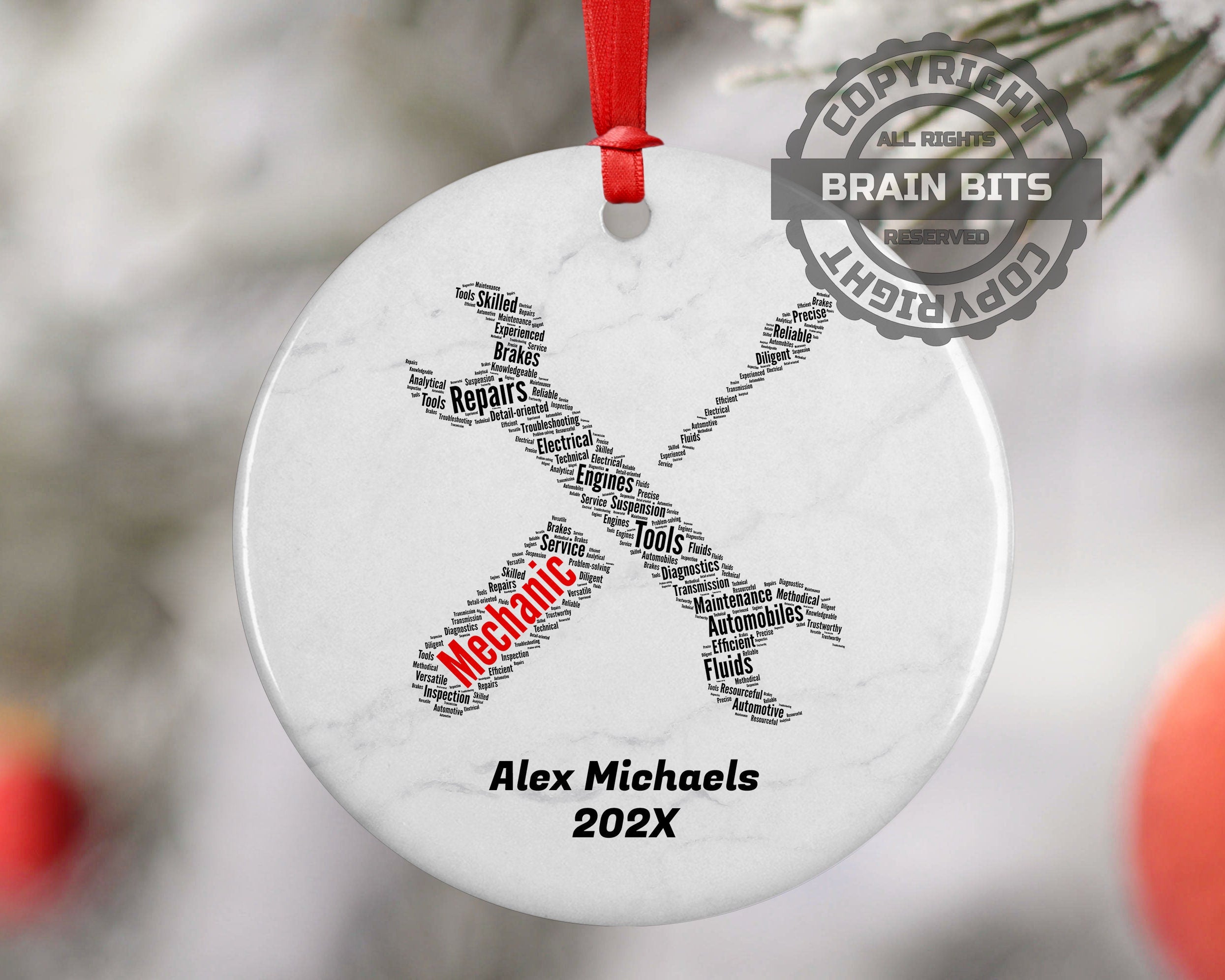 Mechanic Personalized Christmas Ornament