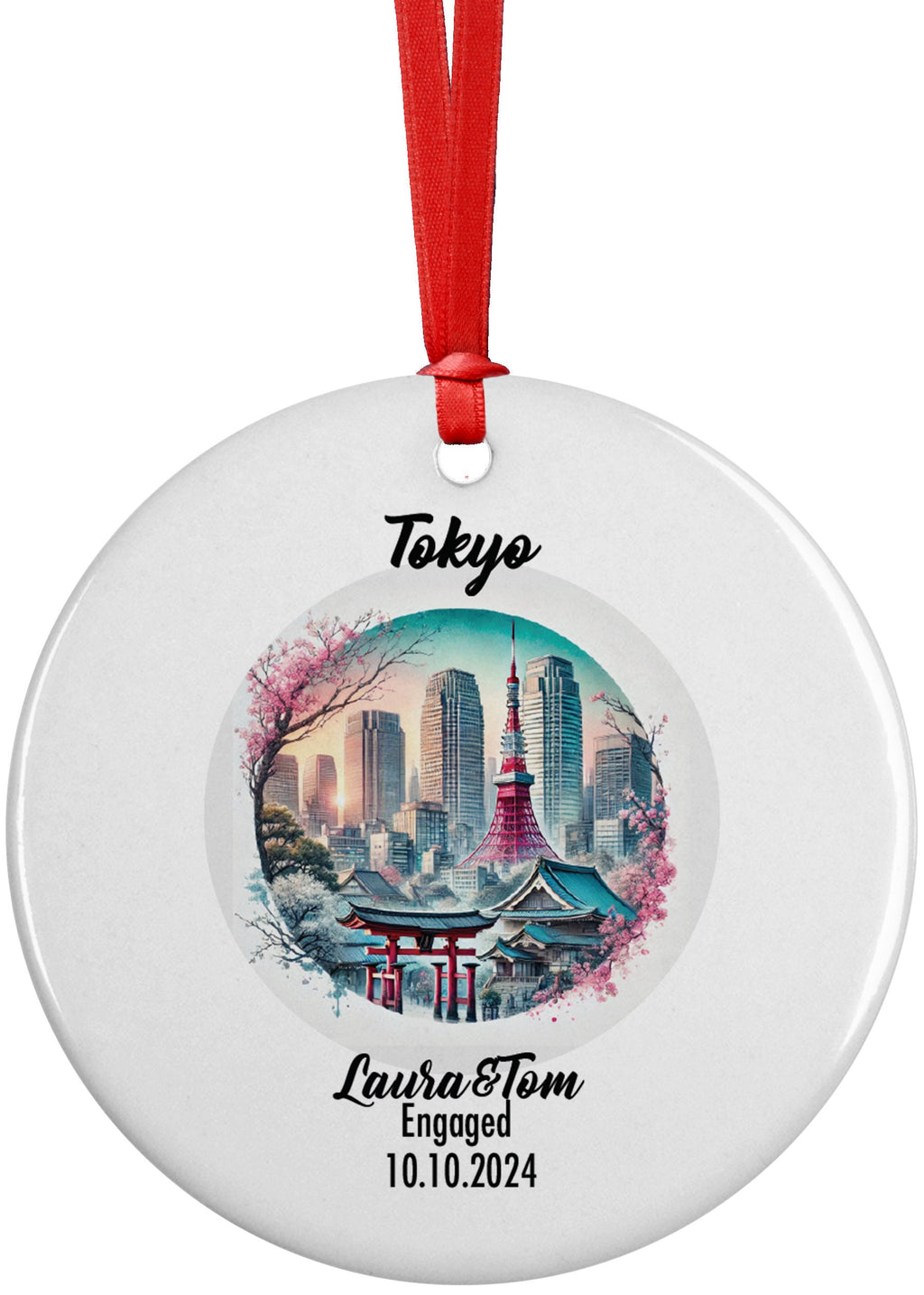 Tokyo, Japan, Ornament, Engagement, Married, Travel, Gift for Engaged Couple, Engagement Gift, Trip, Vacation Souvenir