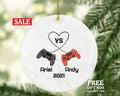 Video Game Playing Gamers Christmas Ornament Personalized for a Couple / Friends / Father and Son -  Controller Addict
