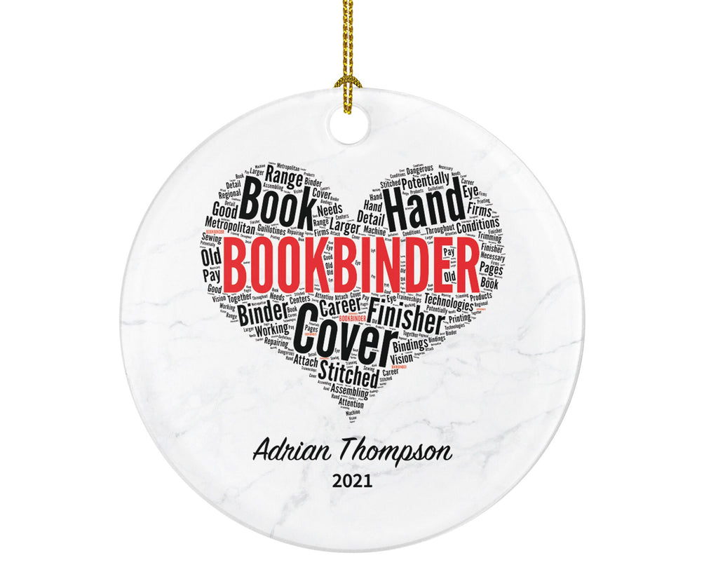 Bookbinder Christmas Ornament Personalized - Custom Name, Year Gift