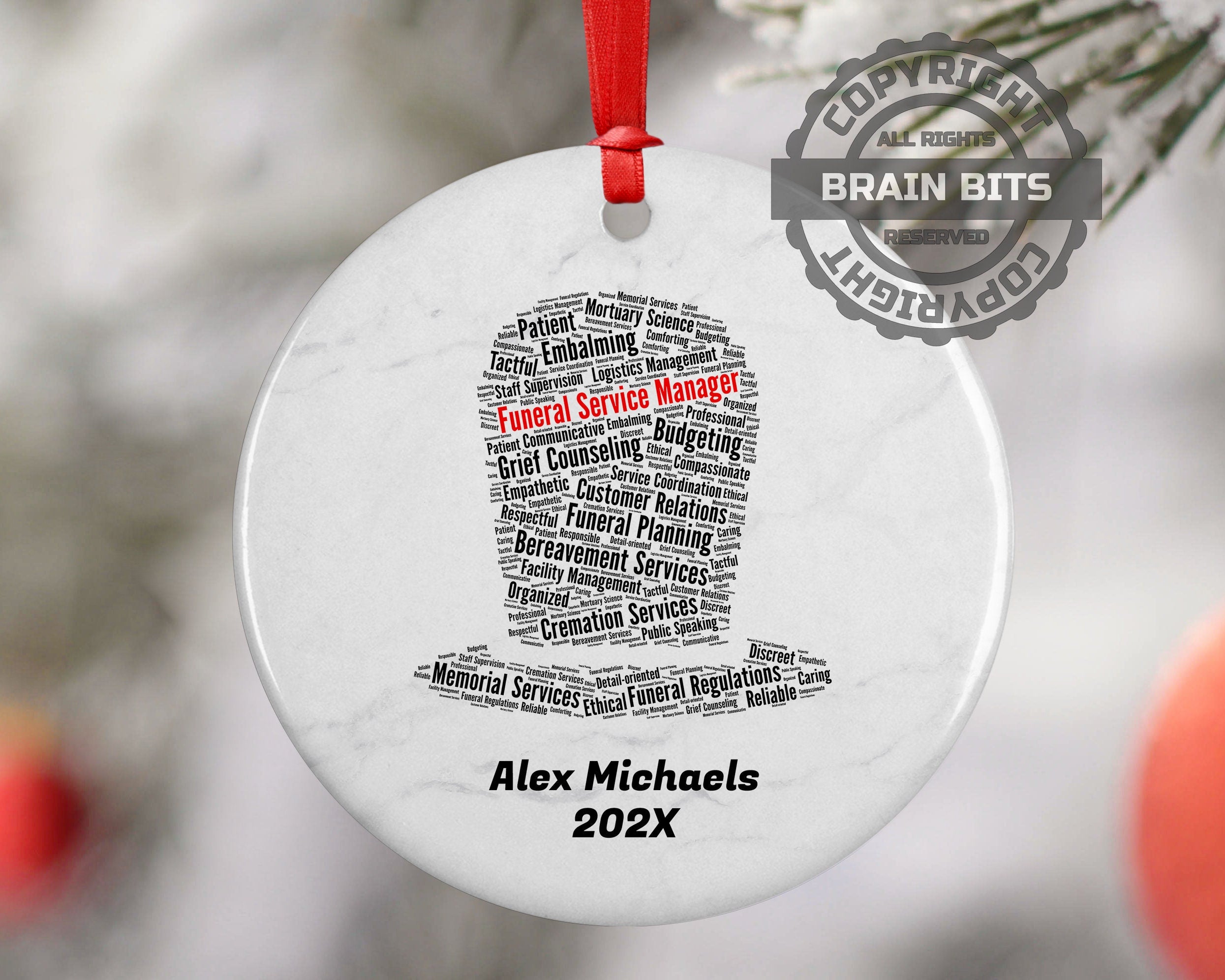 Funeral Service Manager Personalized Christmas Ornament