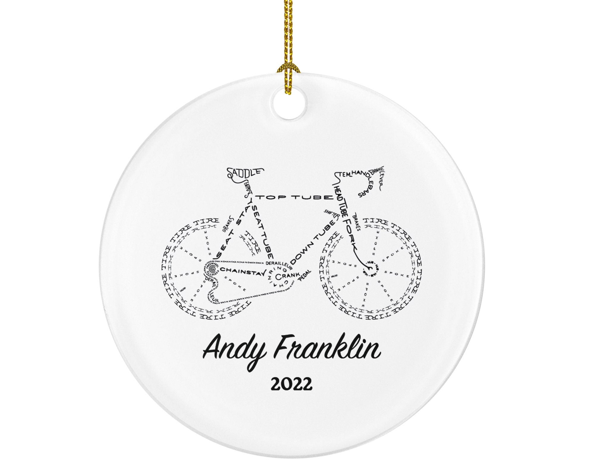 Bicycle Personalized Christmas Ornament - Cyclist Riding Bike Cycling Gift