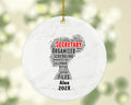 Secretary Ornament, Office Desk Job Gift, Administrative Assistant Word Art Ornament, Personalized Porcelain Keepsake