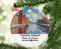 Liverpool England Round Ceramic Christmas Ornament – Personalized United Kingdom Keepsake, Custom Couple Gift for Wedding or Honeymoon