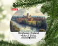 Winchester England Ceramic Christmas Ornament – Personalized United Kingdom Keepsake, Custom Couple Gift for Wedding or Honeymoon