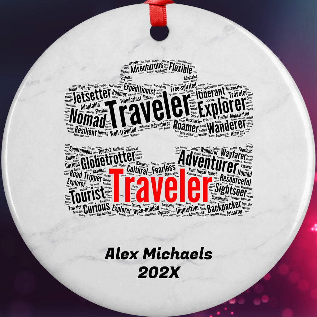Traveler Personalized Christmas Ornament Backup